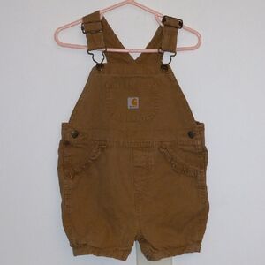 Carhartt Baby Brown Overalls w/Bib and Heart Metal Buttons Size 24 Months